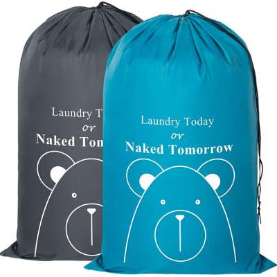 Printed logo eco friendly fabric hotel commercial washing bulk delicate drawstring storage nylon laundry bag heavy duty