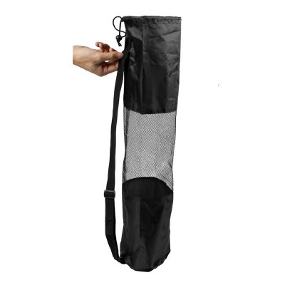 Wholesale Customized Travel Sport Black Drawstring Nylon Mesh Yoga Bag Cross Body Strap