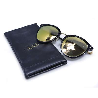 Promotional High Quality Custom PU Leather Eyewear Pouch Bag Durable Sunglasses Case with Spring Top